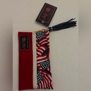 Makeup Junkies Mini makeup cosmetic bags with tassel American Flag